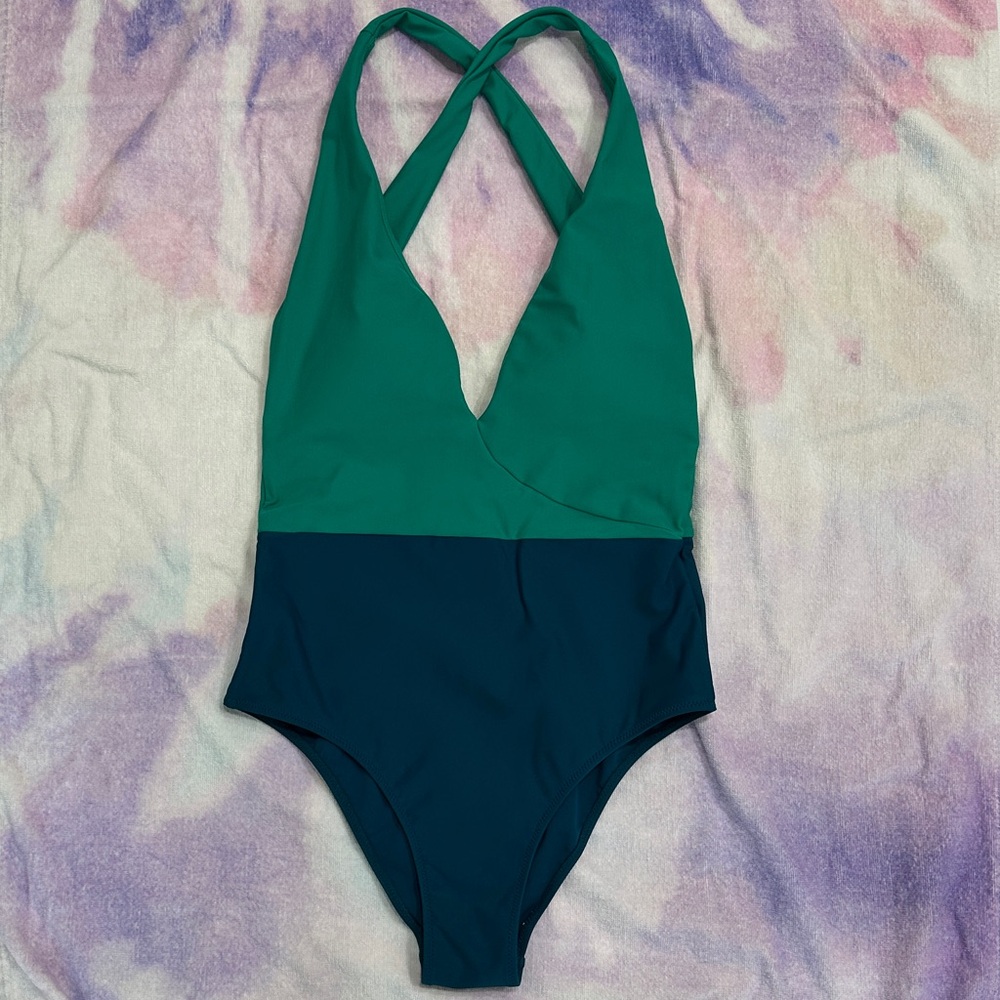 summersalt Green & Teal Colorblock One-Piece Swimsuit